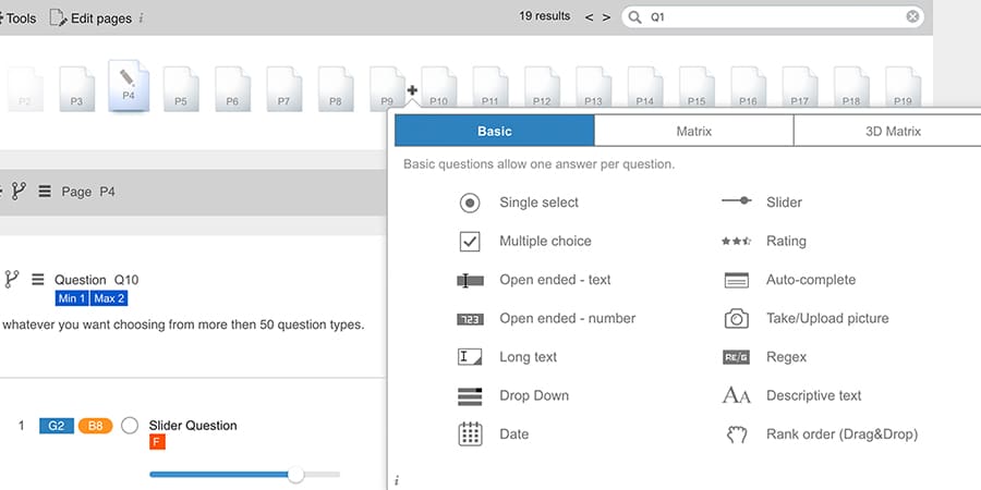 Unlimited types of questions with IdSurvey