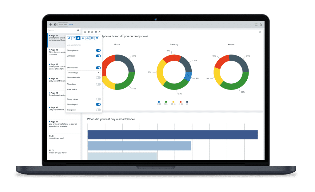 Simple, clear, updated in real time: design and share your reports and survey dashboards